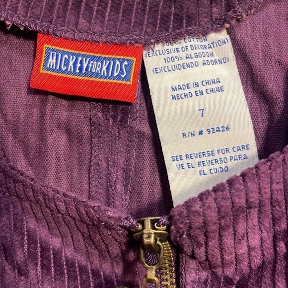 VINTAGE Mickey For Kids Purple Velour Girls Dress - Picture 5 of 10